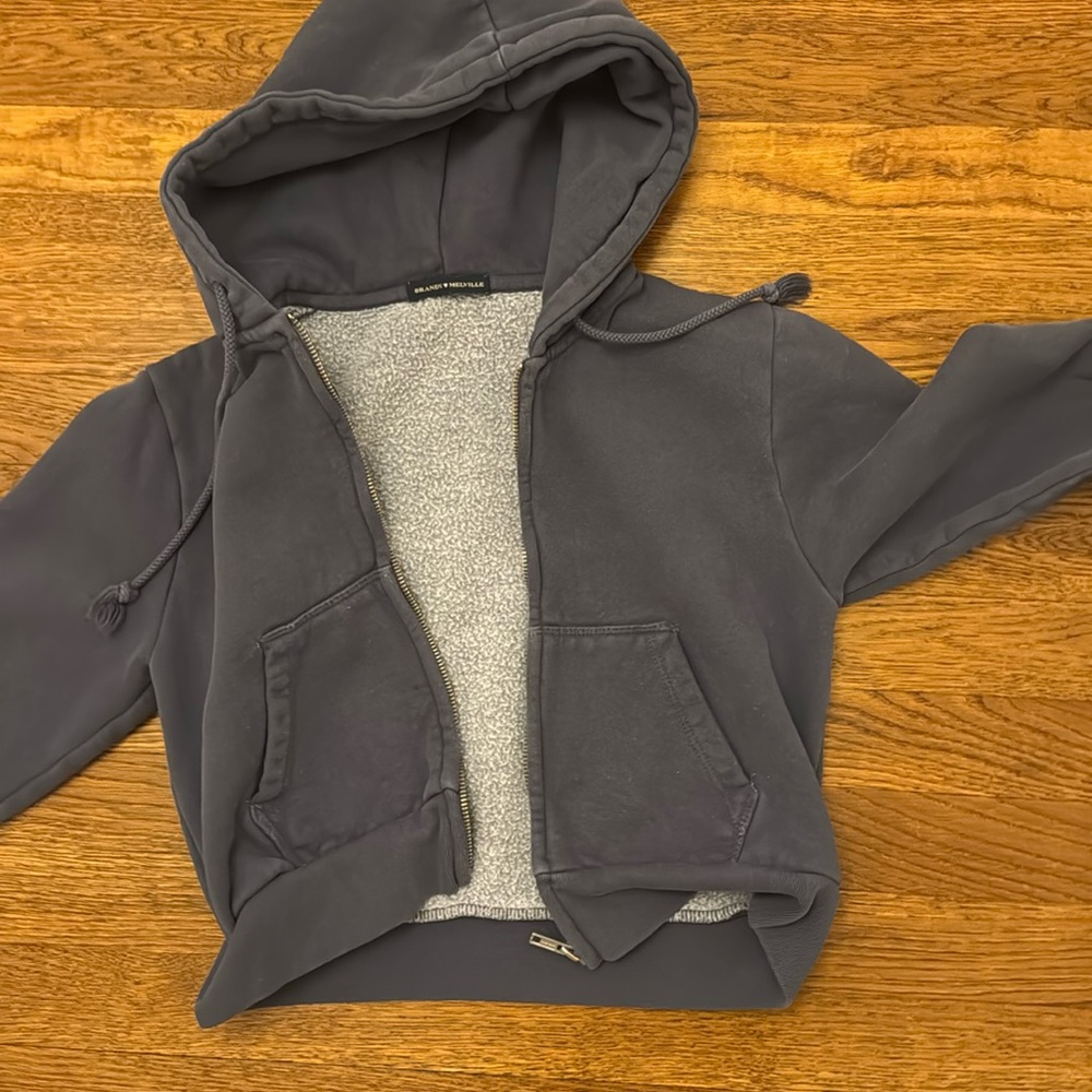Brandy Melville navy cropped zip up hoodie